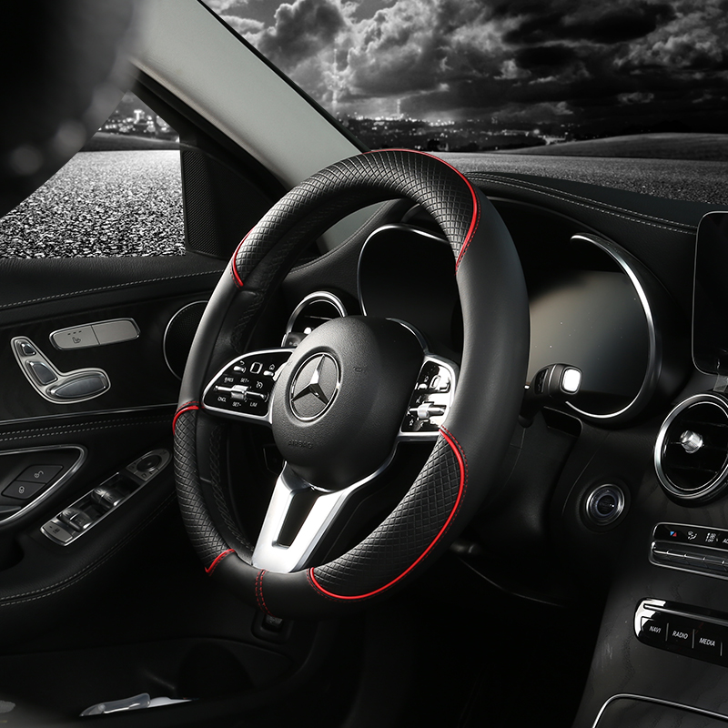 Universal Leather Diamond Steering Wheel Cover All Seasons Durable Anti-Slip Veins Design