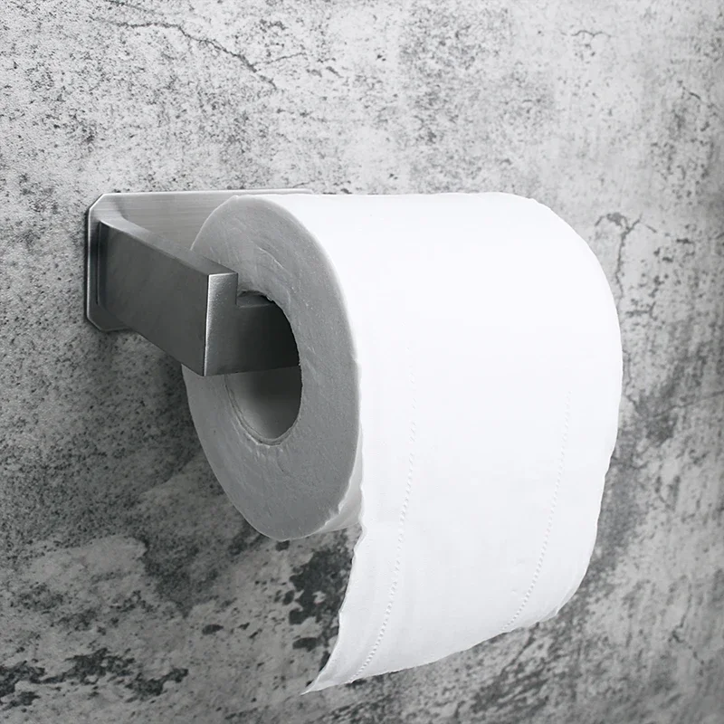 No Drill Stainless Steel wall mounted tissue holder Rustproof bathroom paper roll holder for Modern Spaces