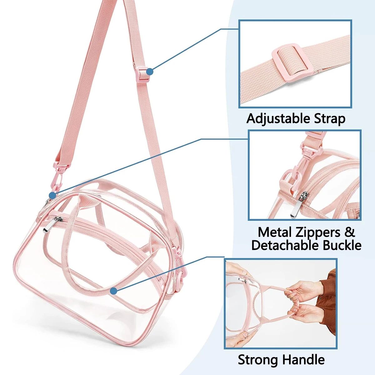 Transparent Lunch Bag with Shoulder Strap