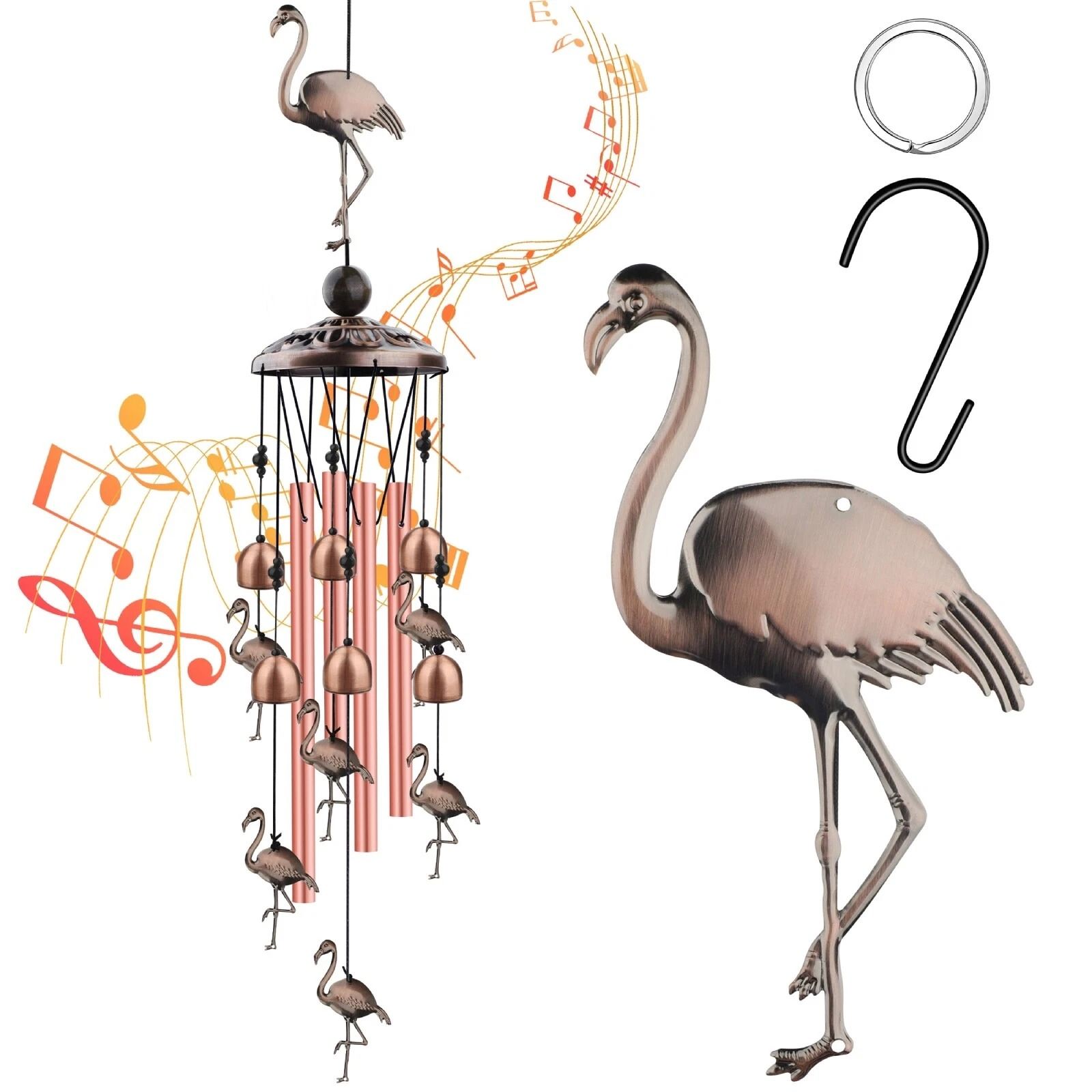 Large Flamingo Metal Wind Chimes for Outdoor Garden | Premium Aluminum, Relaxing Sound & Decorative