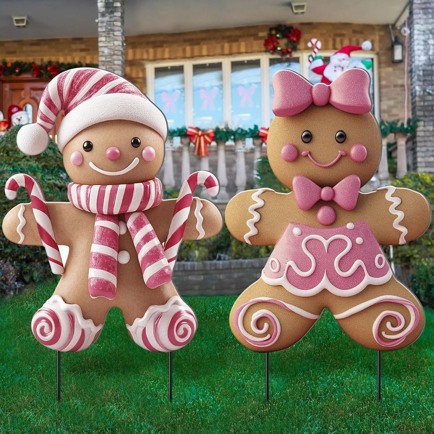 Create a magical holiday atmosphere with the Festive Christmas Boy and Girl Yard Stakes. These charming three dimensiona
