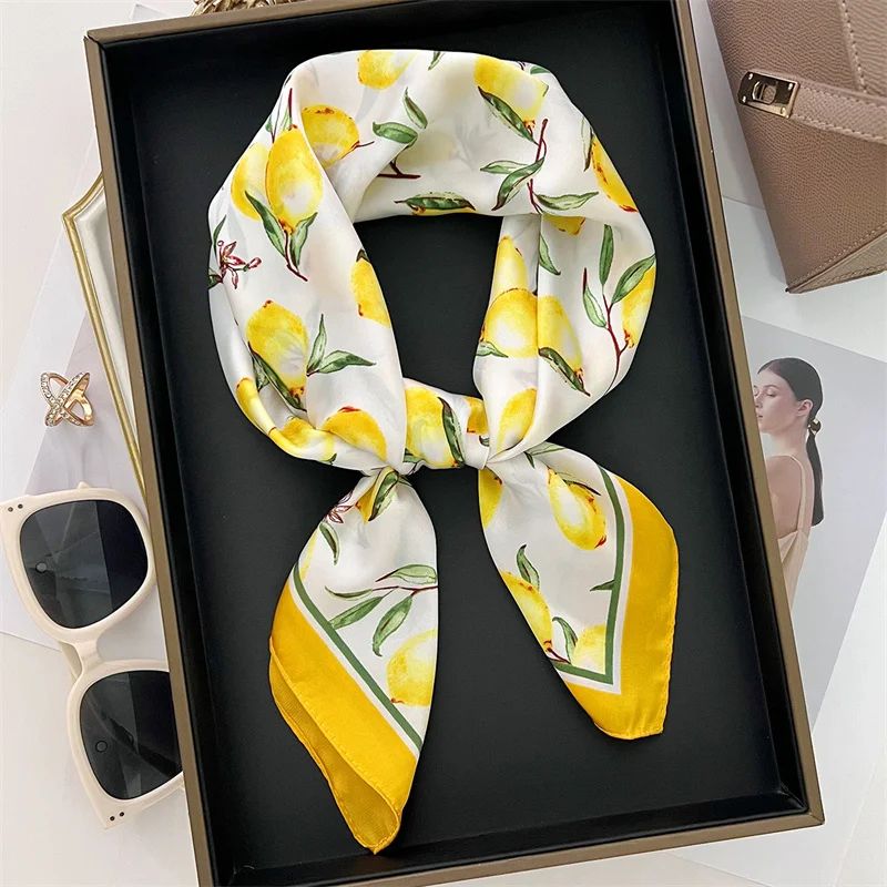 Elegant Lightweight Square Silk Scarf – Breathable Women's Neck & Hair Wrap