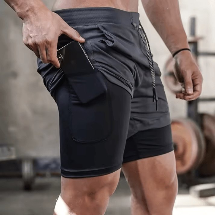 Camo Running Shorts for Men – 2-in-1 Quick-Dry Gym & Fitness Jogging Shorts