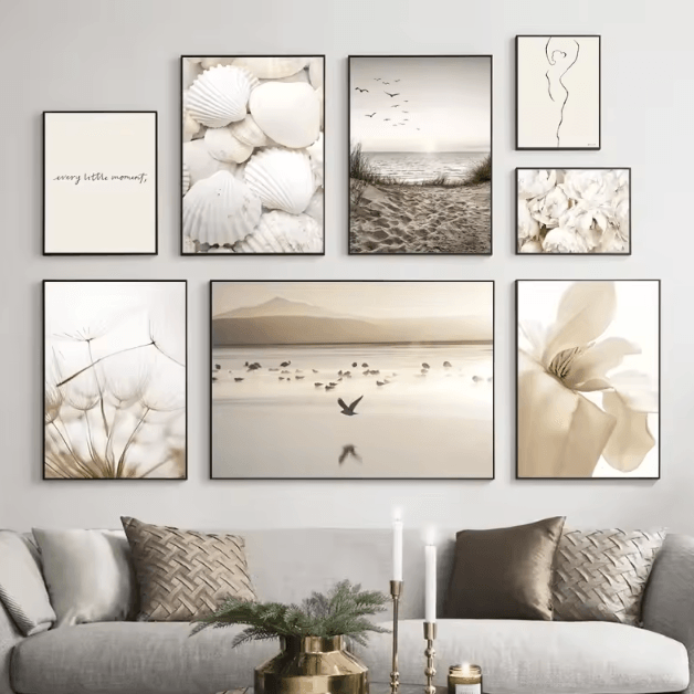 Nordic Beach Dandelion Canvas Wall Art – Minimalist Coastal Home Decor