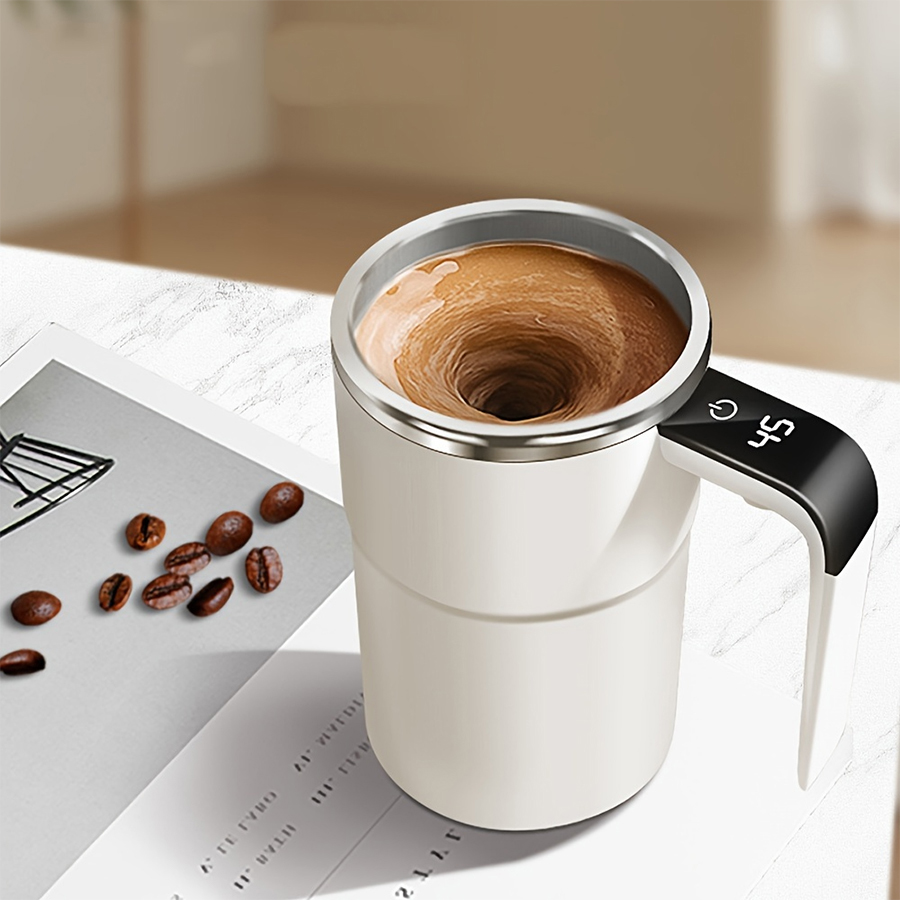 Automatic Magnetic Self Stirring Coffee Cup, Digital Temperature Display Stirring Cup for Coffee Lovers