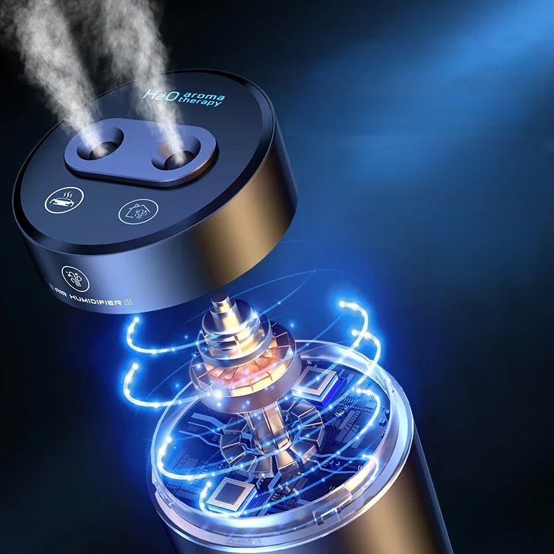 Dual Spray Car Air Humidifier & Purifier – Aluminum Alloy Essential Oil Diffuser (380ml)