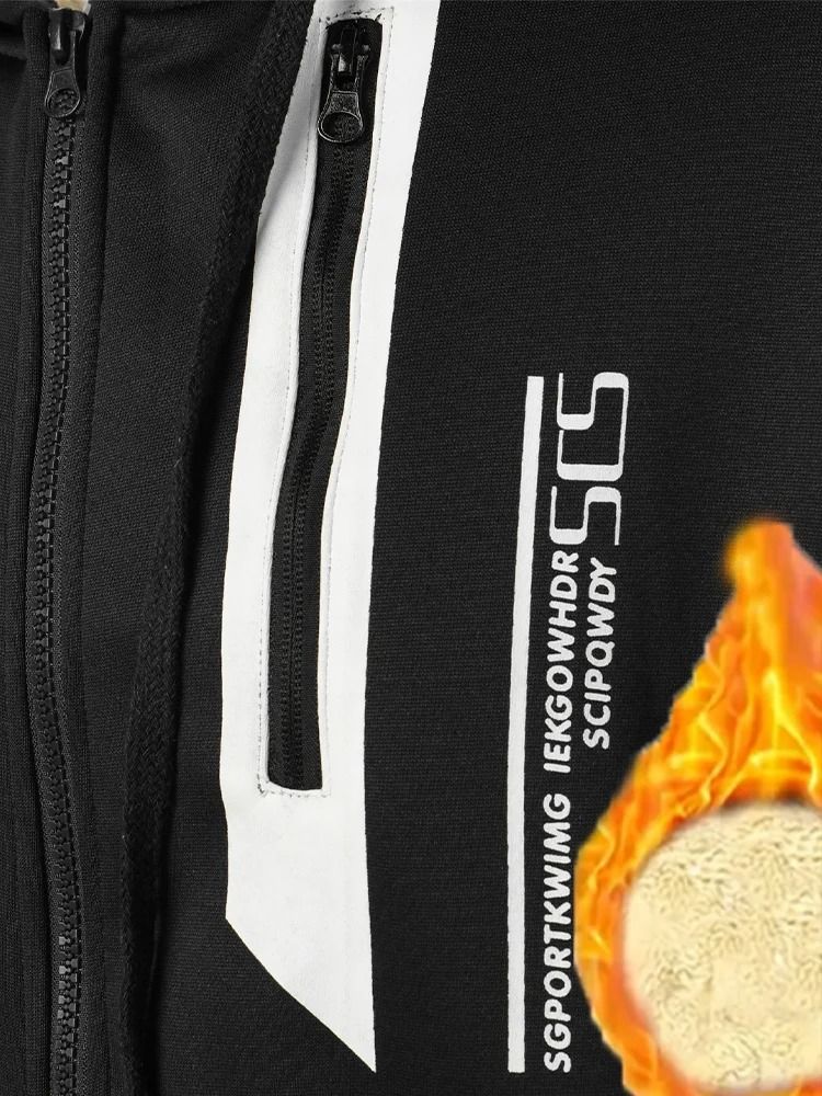 Men Lamb Fleece Zip Hoodie Thick Warm Sherpa Jacket