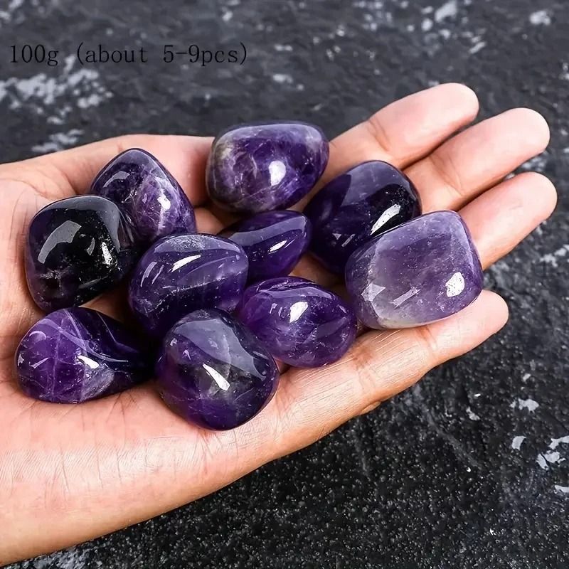 Natural Polished Amethyst Tumbled Stones – High-Definition Reiki Healing Crystals & Modern Home Decor Rocks