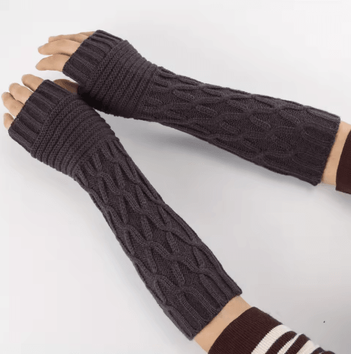 Womens Fingerless Knit Gloves Goth Punk Winter Arm Warmers