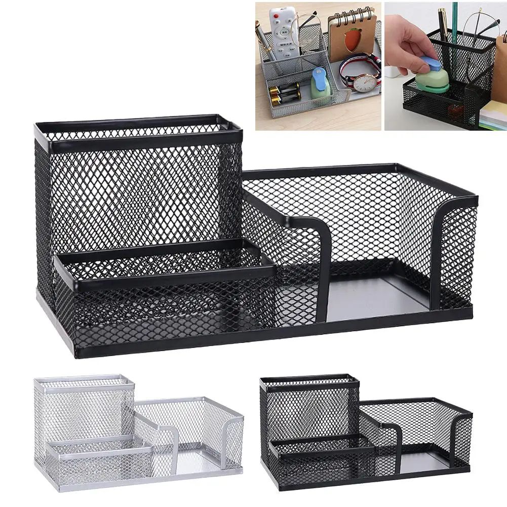 Modern Iron Metal Pen Holder - Multi-Compartment Desk Organizer for Clean, Stylish Workspaces