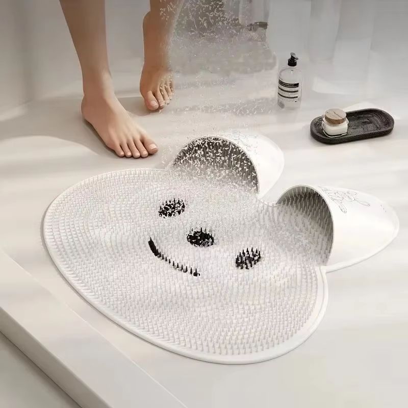 Silicone Anti Slip Foot Massage Shower Mat with Dead Skin Removal and Back Massage Nodes