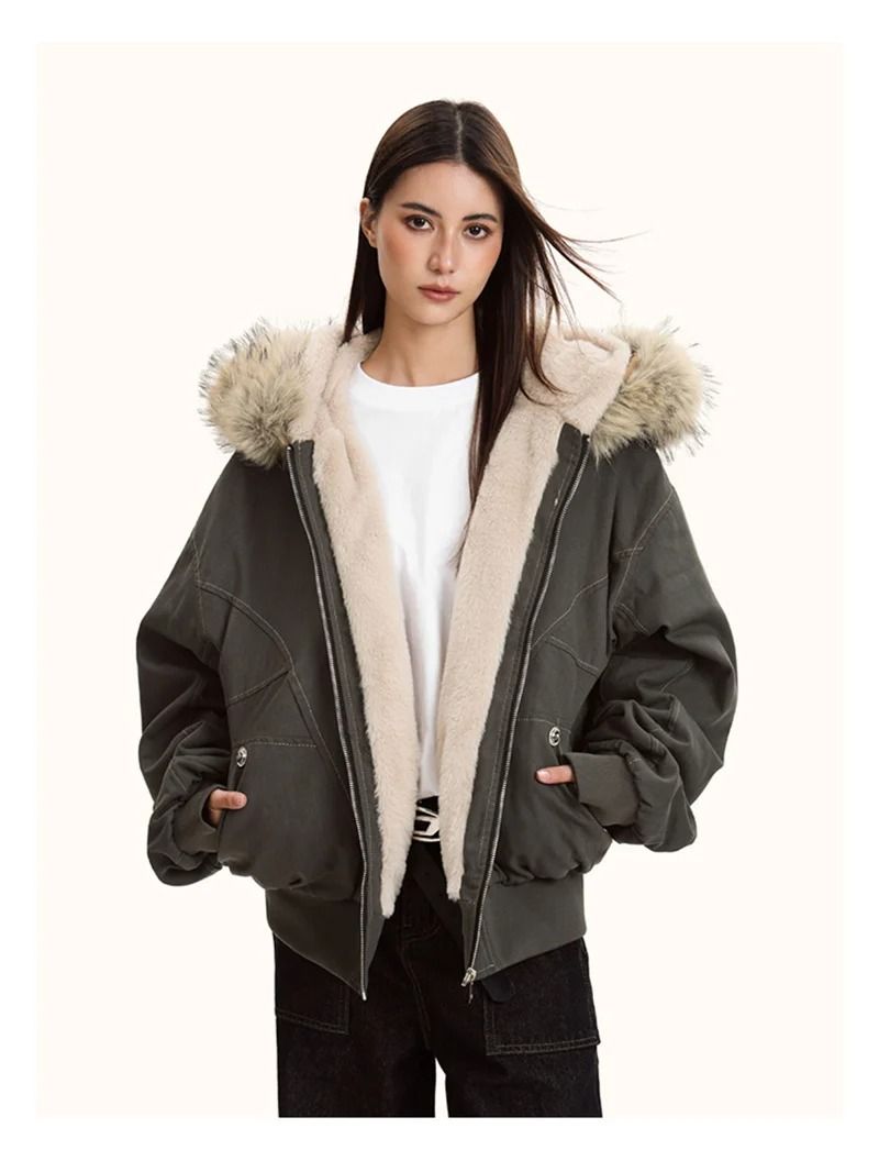 ZAROY Fur Collar Hooded Parka