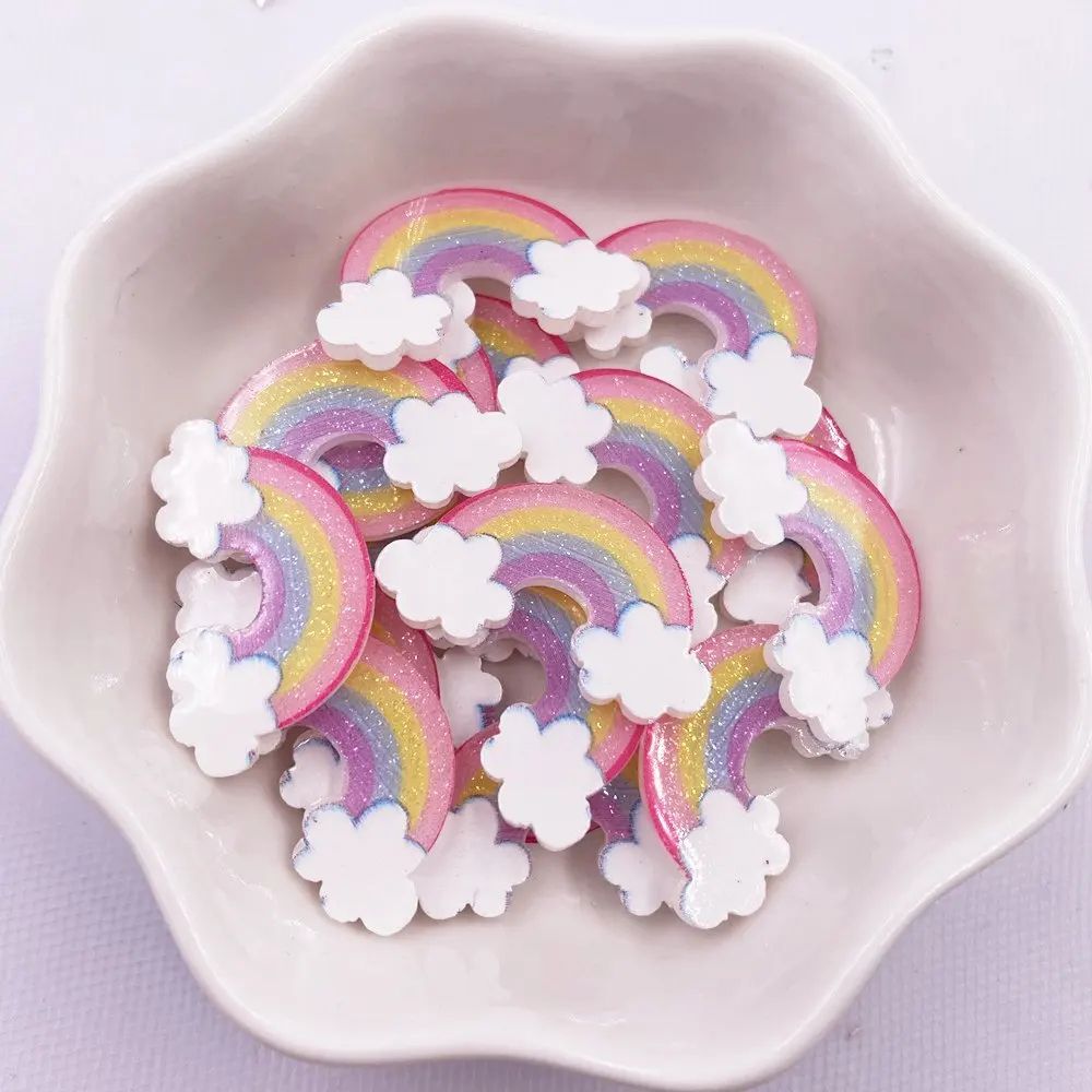 Glitter Rainbow Cloud Acrylic Flatback DIY Set