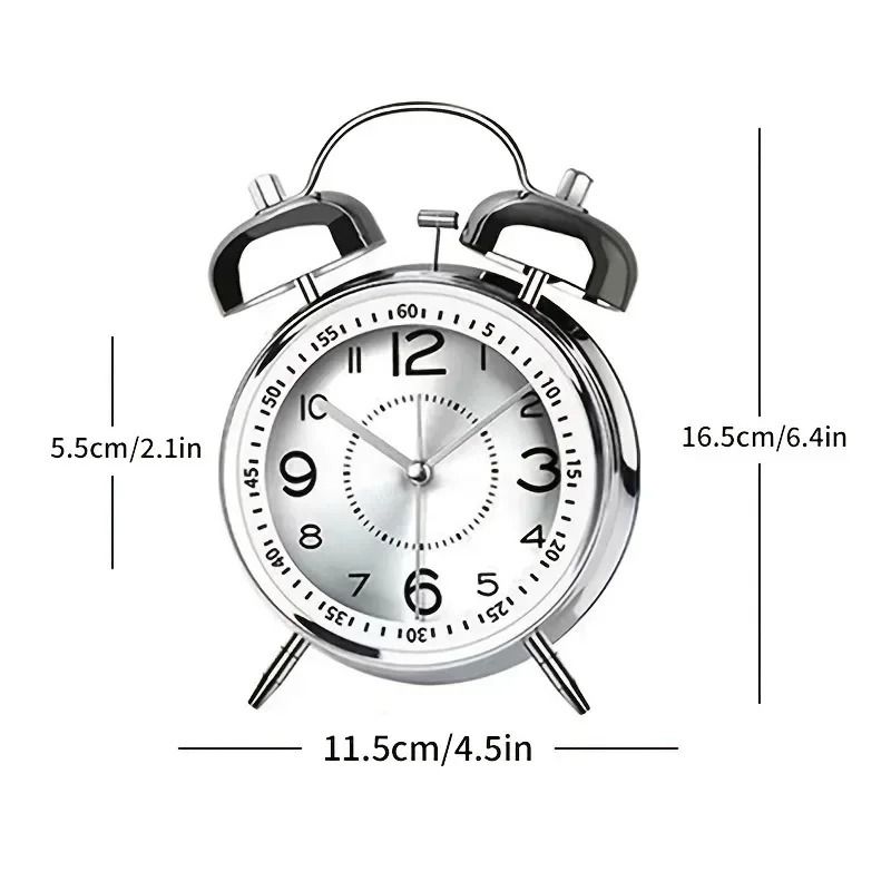Twin Bell Night Light Alarm Clock – High-Definition Chronometric Metal Sculpture