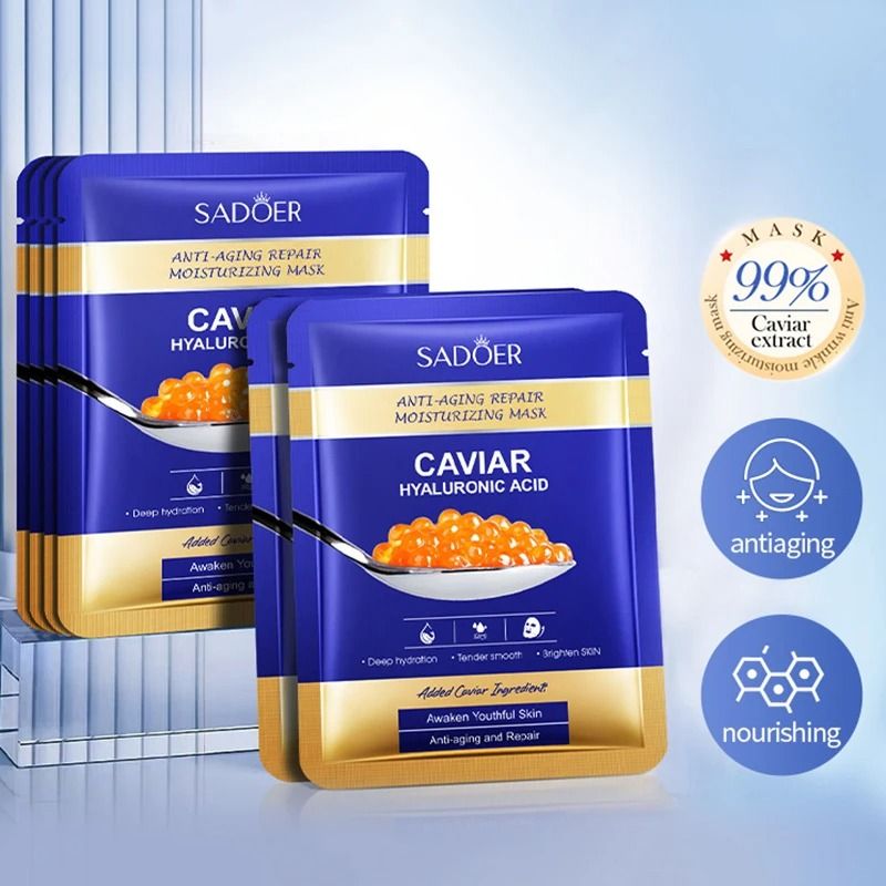 SADOER Caviar Hyaluronic Acid Hydrating and Brightening Face Mask Set