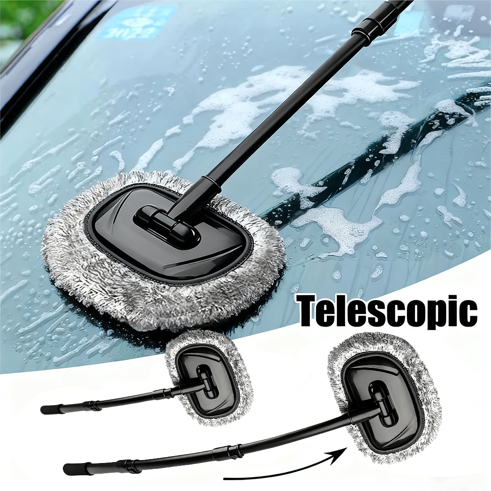 Telescoping Long Handle Car Wash Mop, New Retractable Bent Bar Car Wash Brush, Essential Car Cleaning Tools