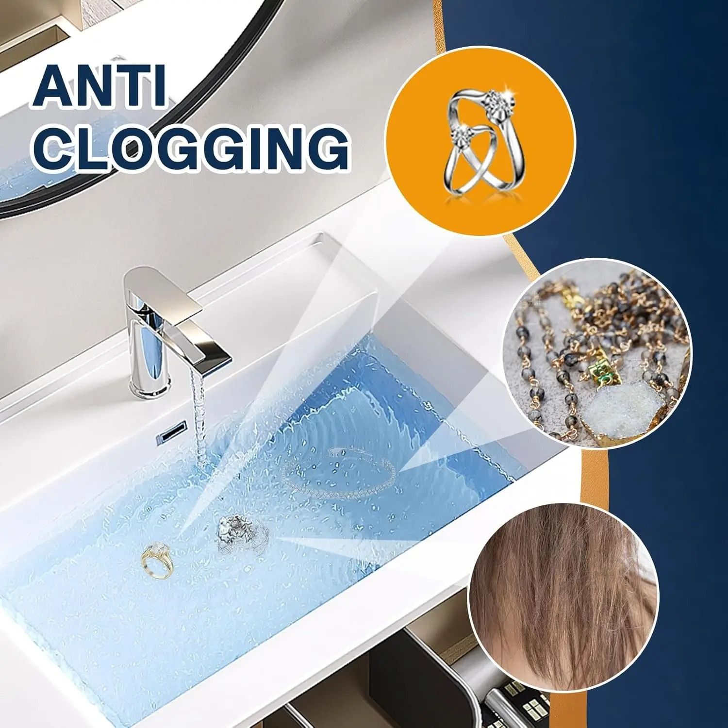Pop-Up Bathroom Sink Drain Strainer with Removable Stainless Steel Hair Catcher and Drain Stopper