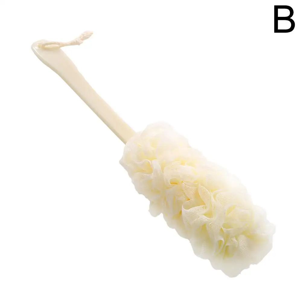 Long Handle Mesh Loofah Bath Brush – Shower Body Scrubber with Soft Bubble Exfoliating Cleaner