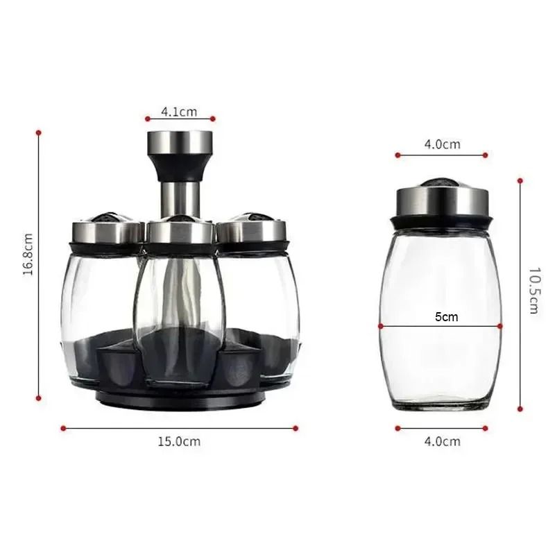 Glass Spice Bottle Set – Modern Kitchen Storage Containers with Organized Holder