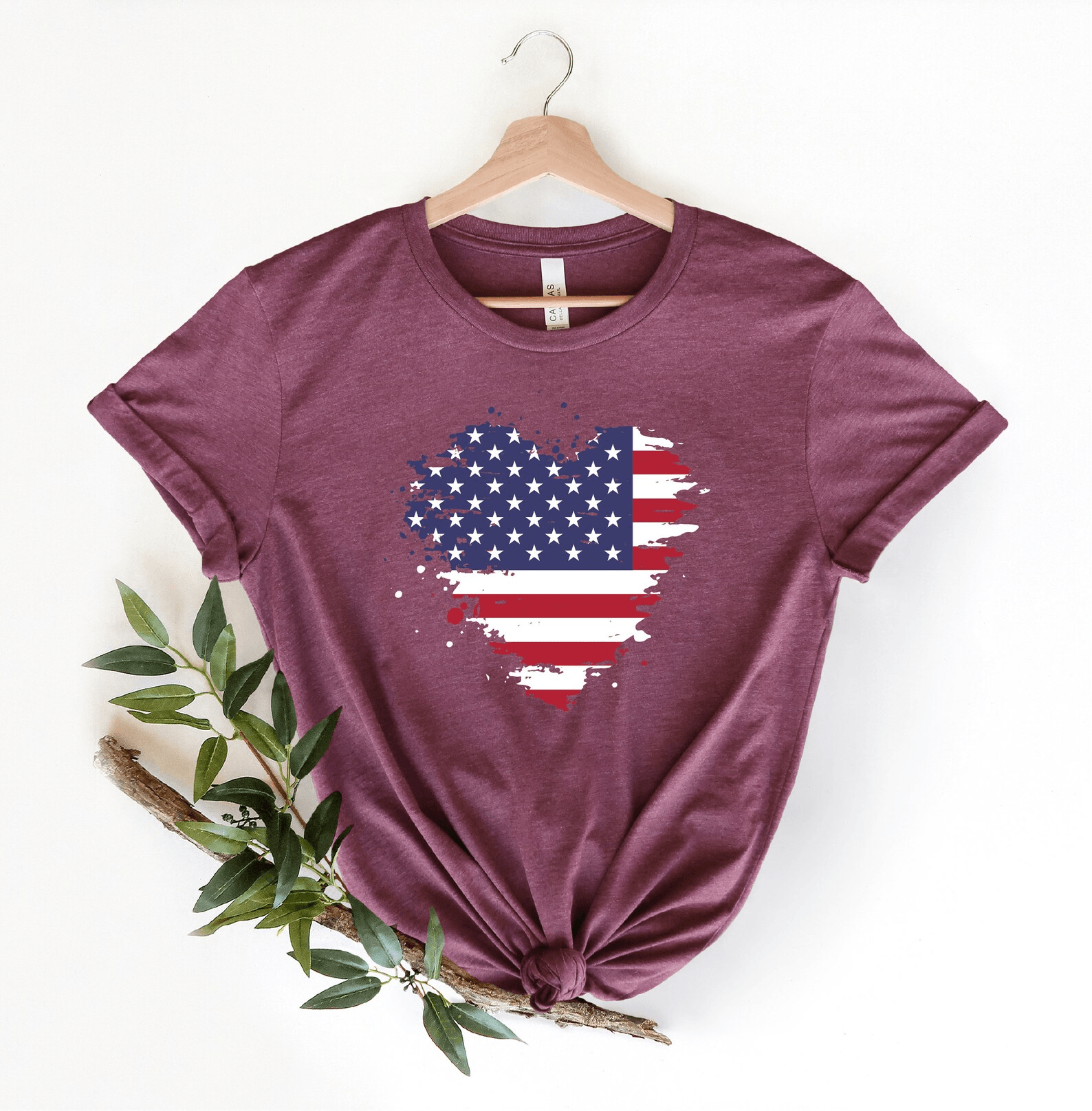 USA Heart Flag Shirt Patriotic 4th of July Shirt American Flag Love Tee