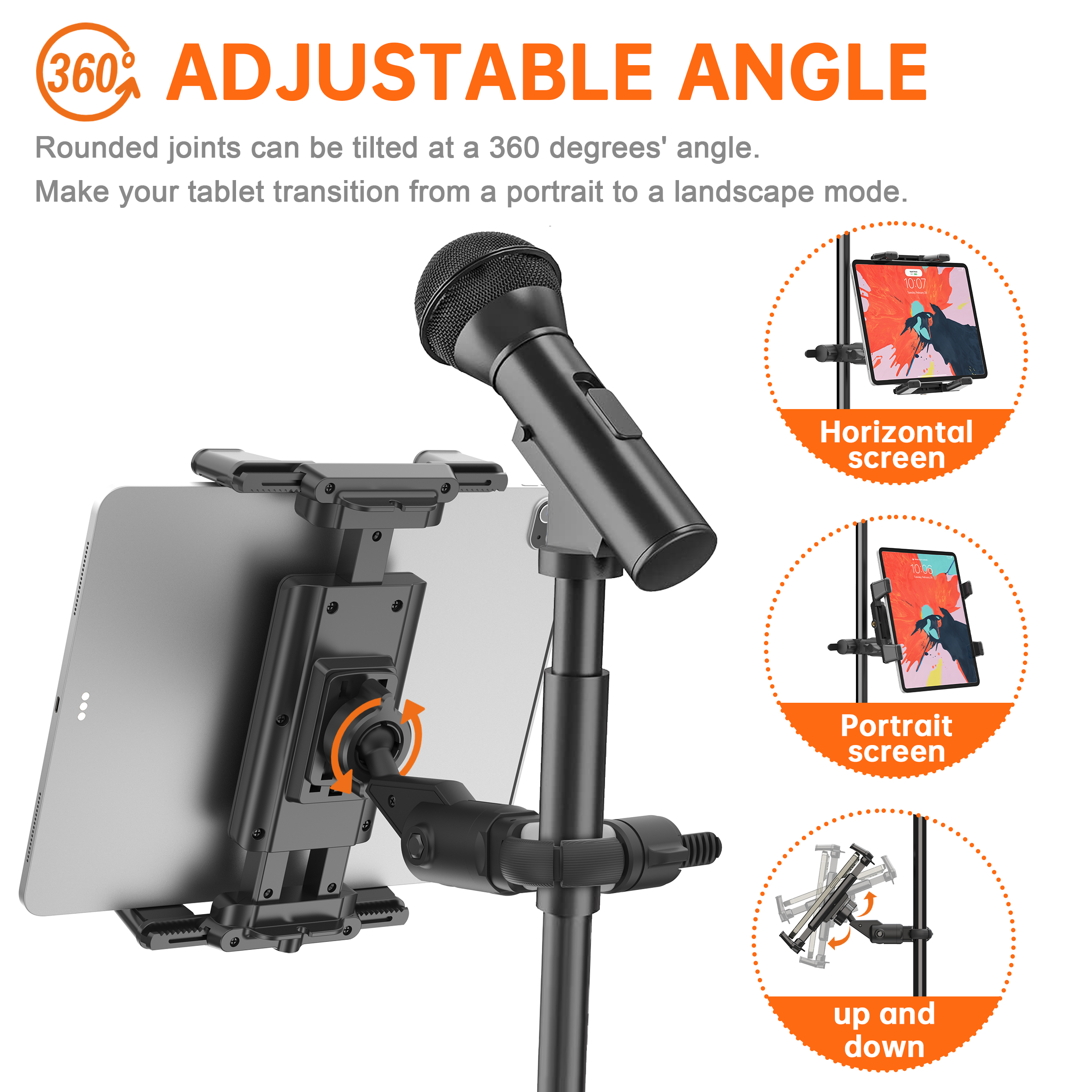 Tablet Holder Music Stand for iPad, Smartphone, Microphone Music for Shee Music