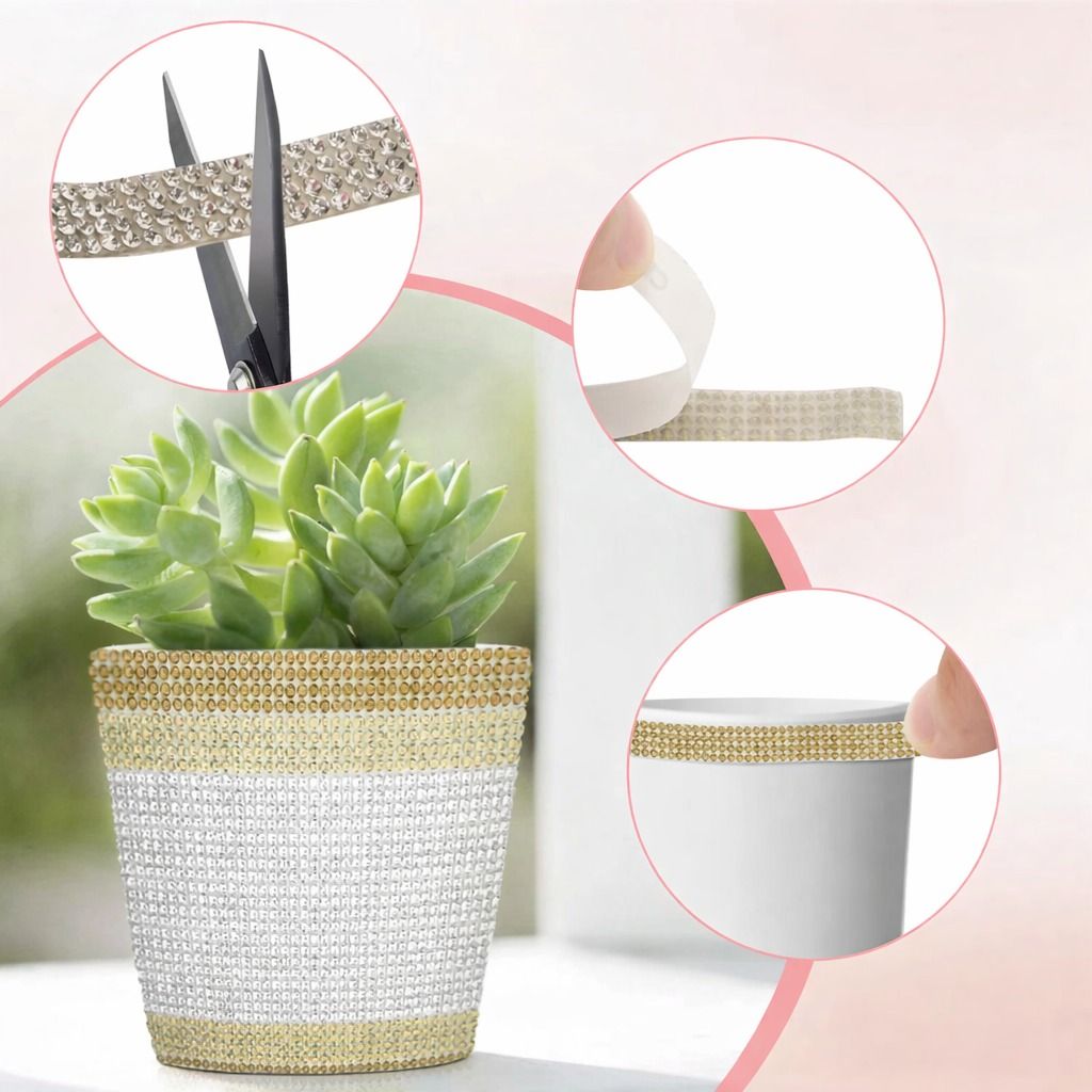 Diamond Ribbon Stickers, Self-Adhesive Bling Crystal Strips, Value Pack