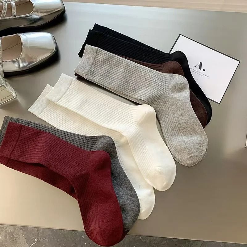 Trendy Striped Angola Red Pile Up Socks Thin Summer Ankle Socks JK Simple Stacked Socks