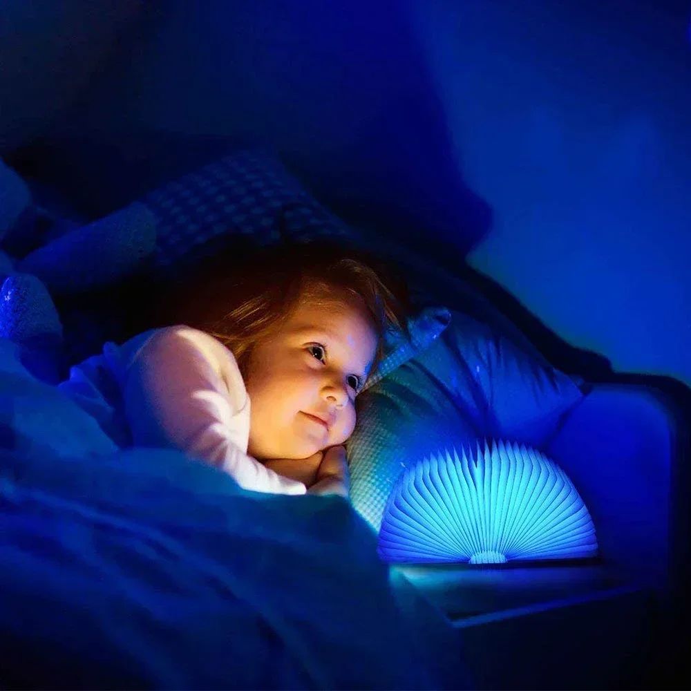 Wooden Folding LED Book Light RGB Night Lamp