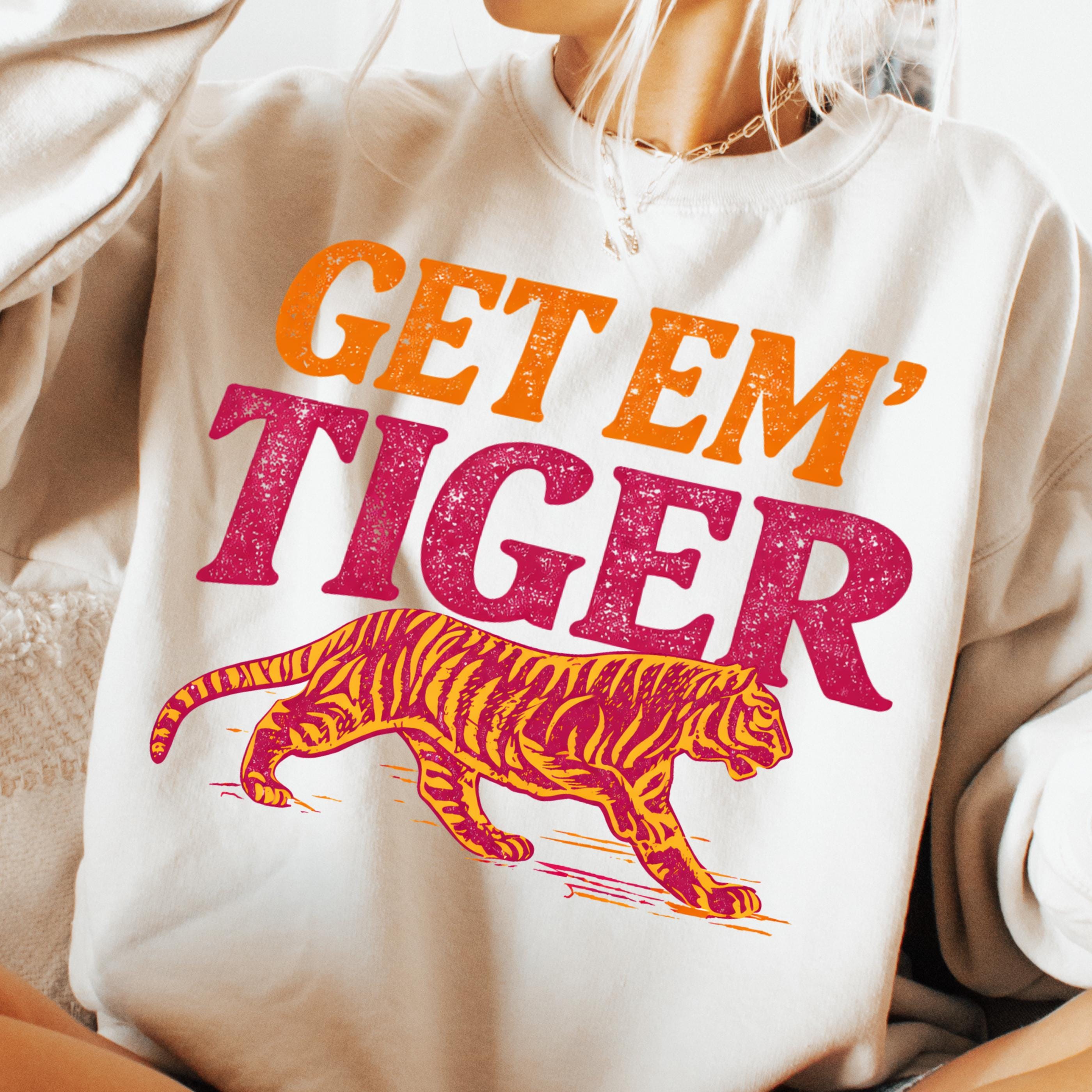 Get Em Tiger T-shirt Retro Preppy Distressed Design