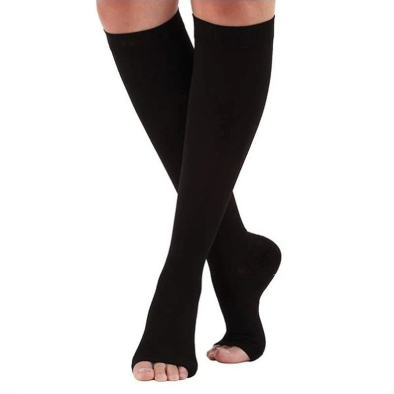 Medical Calf Compression Stockings Knee High Open Toe Pressure Socks