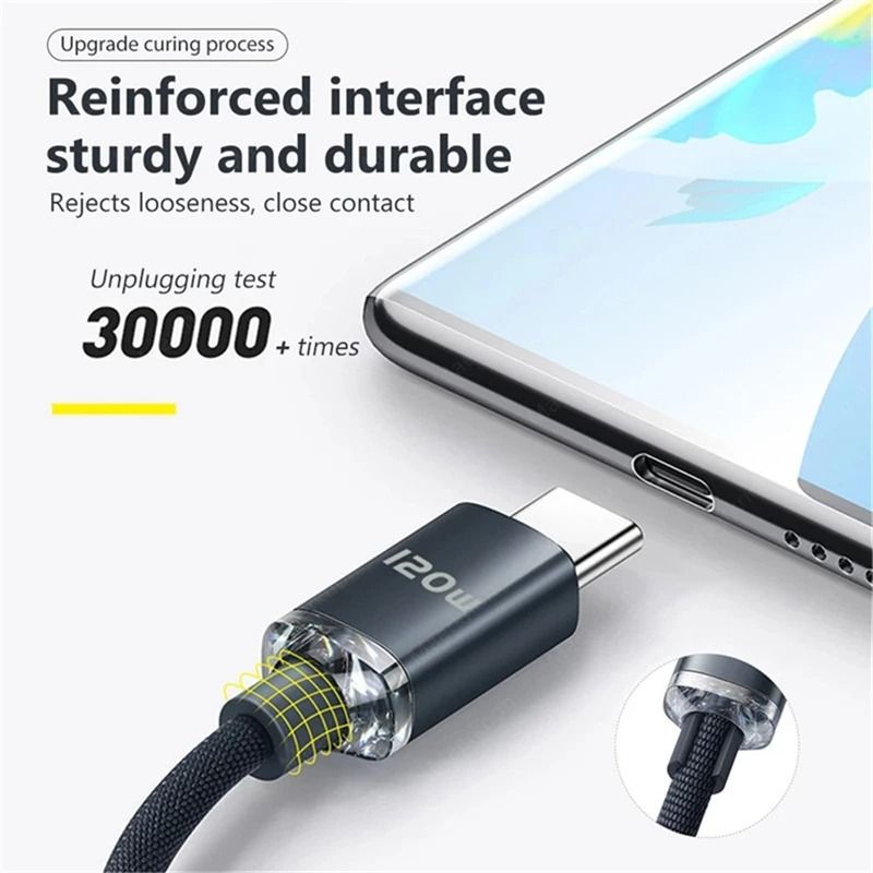 6A 120W High-Fidelity USB-C Super Fast Charging and Data Sync Cord