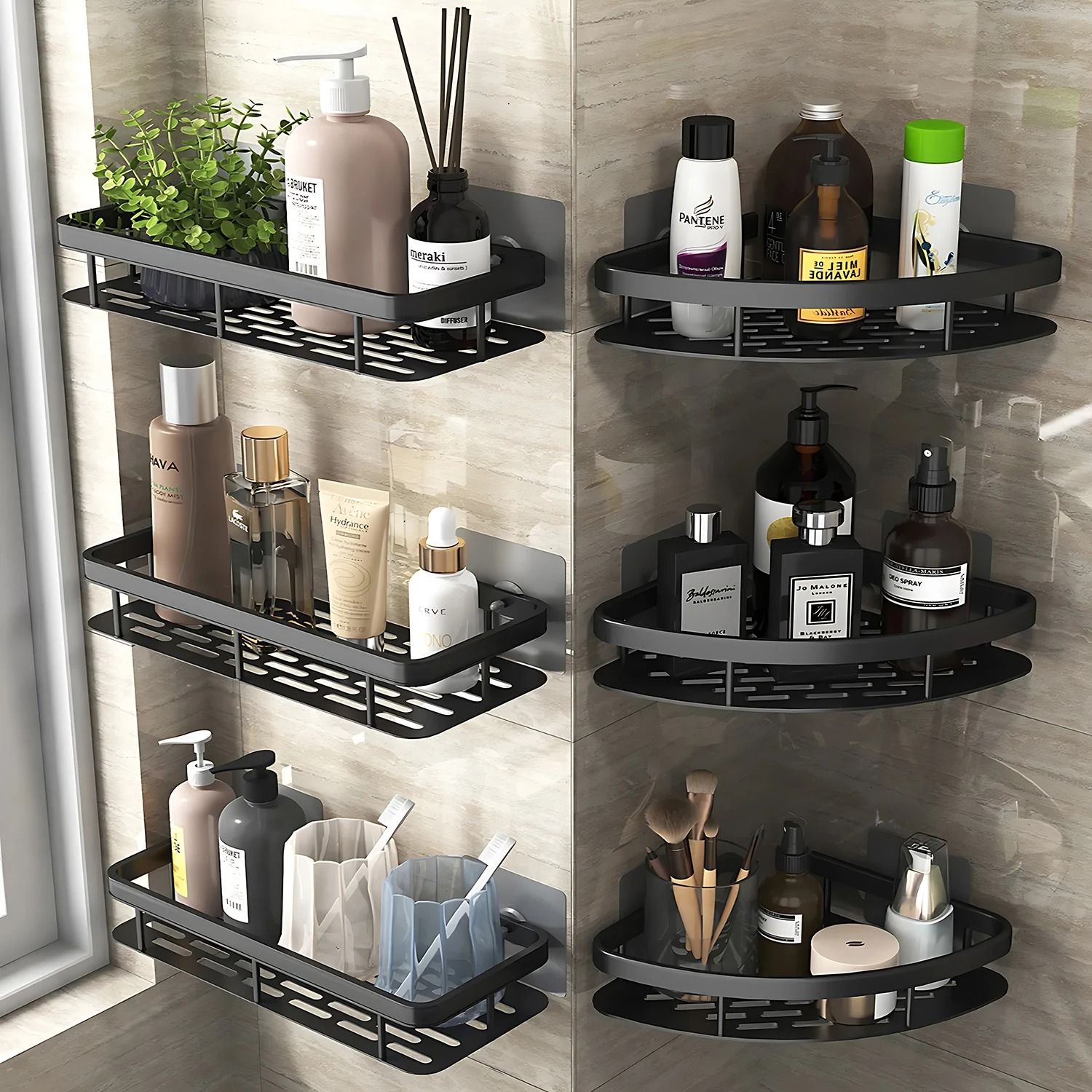 Bathroom Shelf Wall Mounted Towel Rack and Shower Storage Organizer