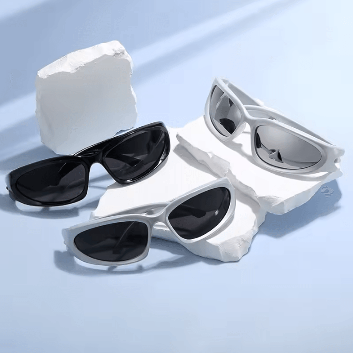 Y2K Oval Punk Sunglasses Mirror Lens UV400 Retro Unisex Statement Shades
