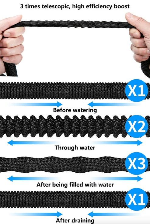 Expandable Stronger Deluxe Garden Hose, Water Hose , Durable, Leak-Proof, Flexible, Solid Bras