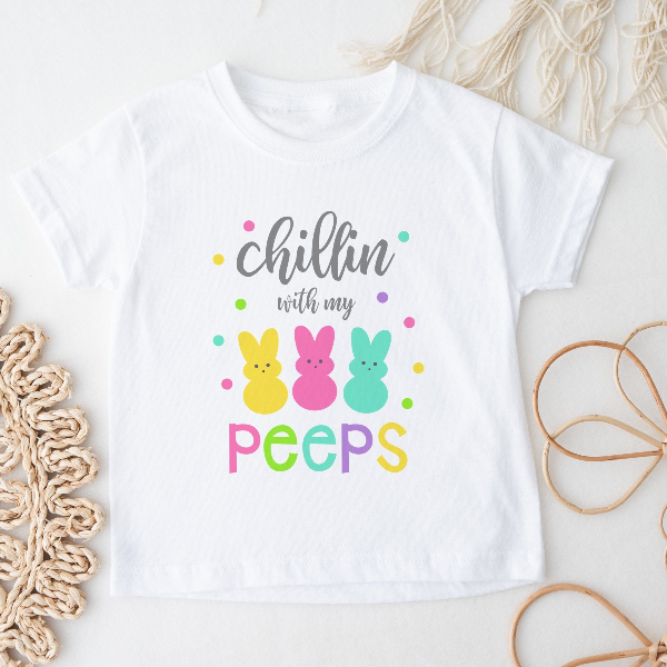 Chillin With My Peeps Shirt Funny Easter Graphic Tee Cute Spring Bunny Shirt Gift