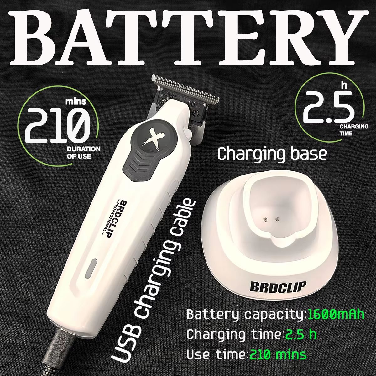 BRDCLIP X Series Professional Electric Hair Trimmer – 7700RPM DLC Blade Barber Tool
