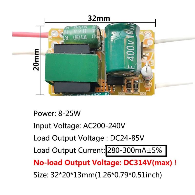 Non-Isolated constant current LED driver AC to DC Converter Power Unit 8W–50W (250mA/300mA)
