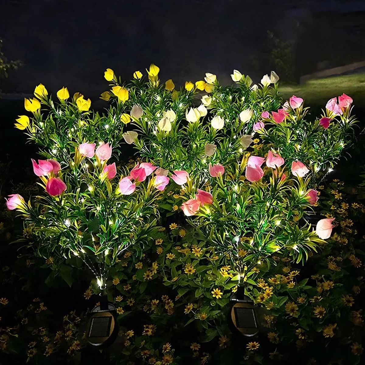 Solar Gardenia Flower Light Warm White Waterproof Garden Stake Lamp