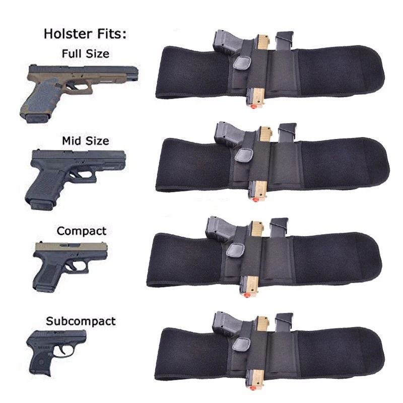 Tactical Pistol Holster Right Hand Elastic Belt Band Concealed Carry Waistband Holster