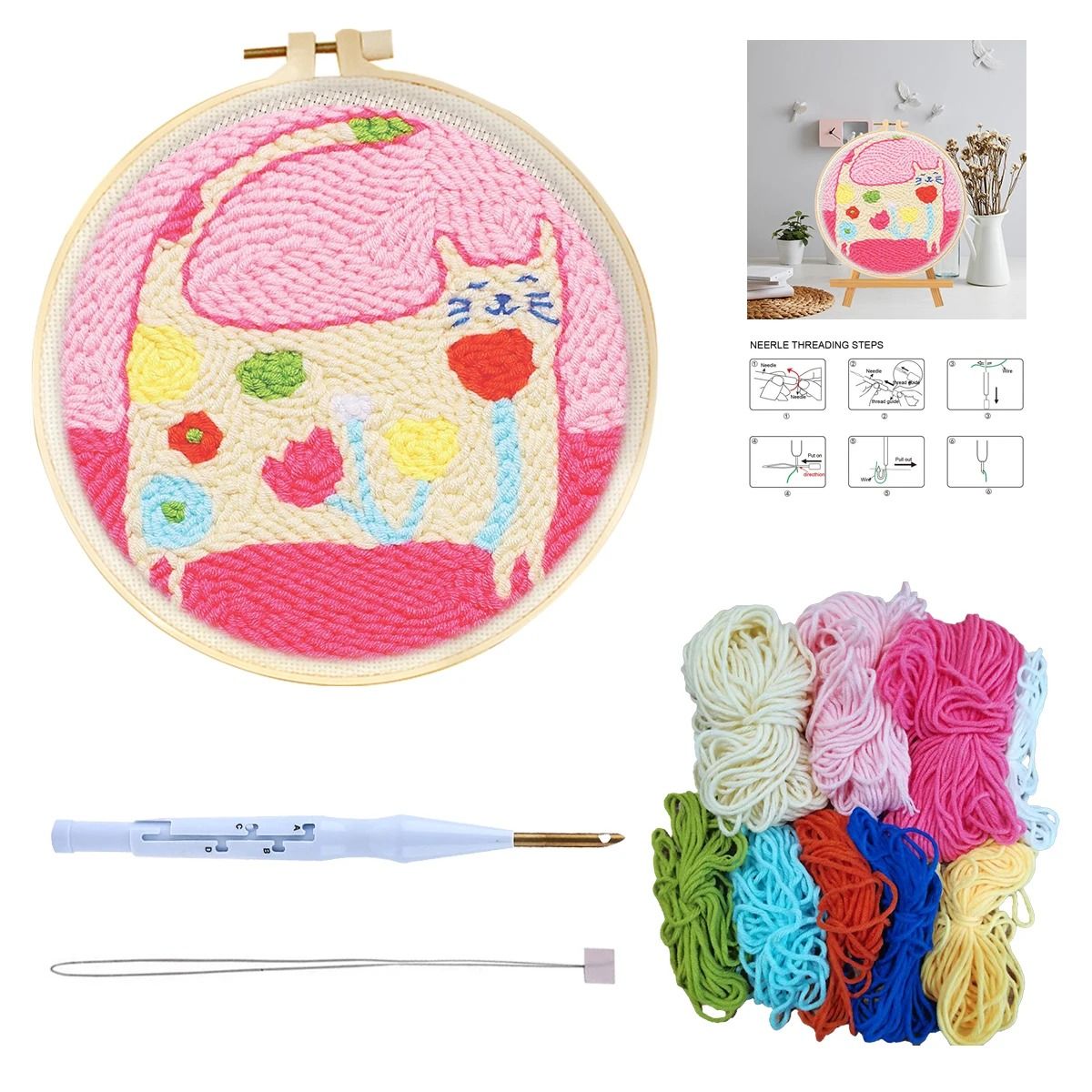 Animal Punch Needle Embroidery Craft Kit for Beginners
