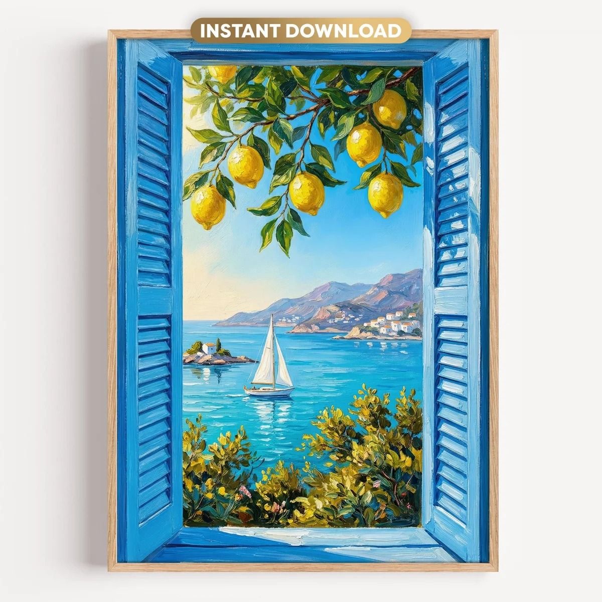 Italian Lemon Tree Wall Art Cottagecore Landscape Canvas Print for Spring Home Decor