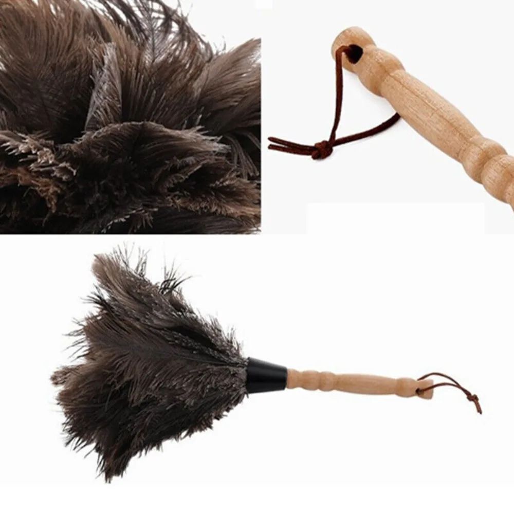 Ostrich Feather Duster Wooden Handle Household Cleaner