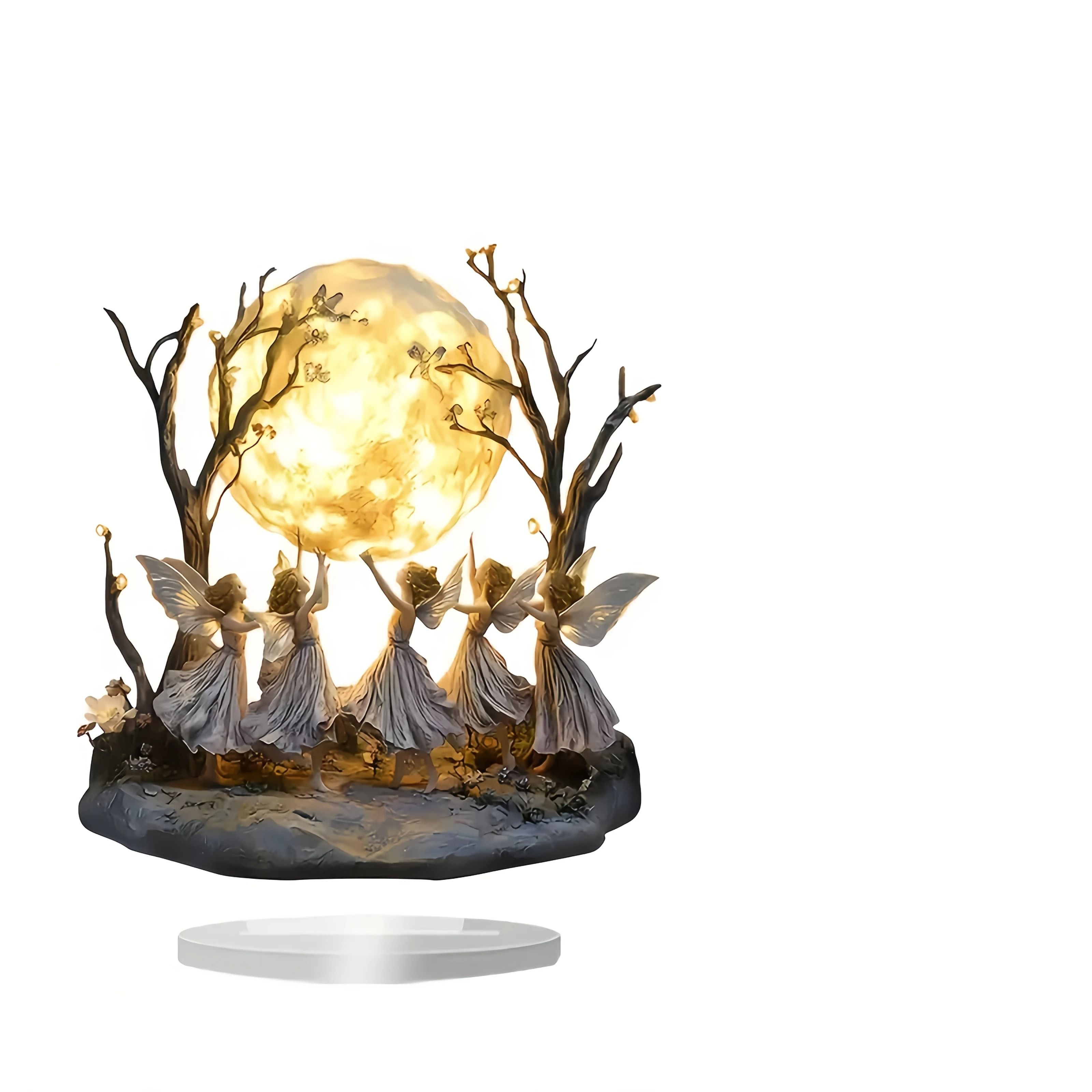 Moon Tree Elf Acrylic Tabletop Decor Fantasy Desk Ornament