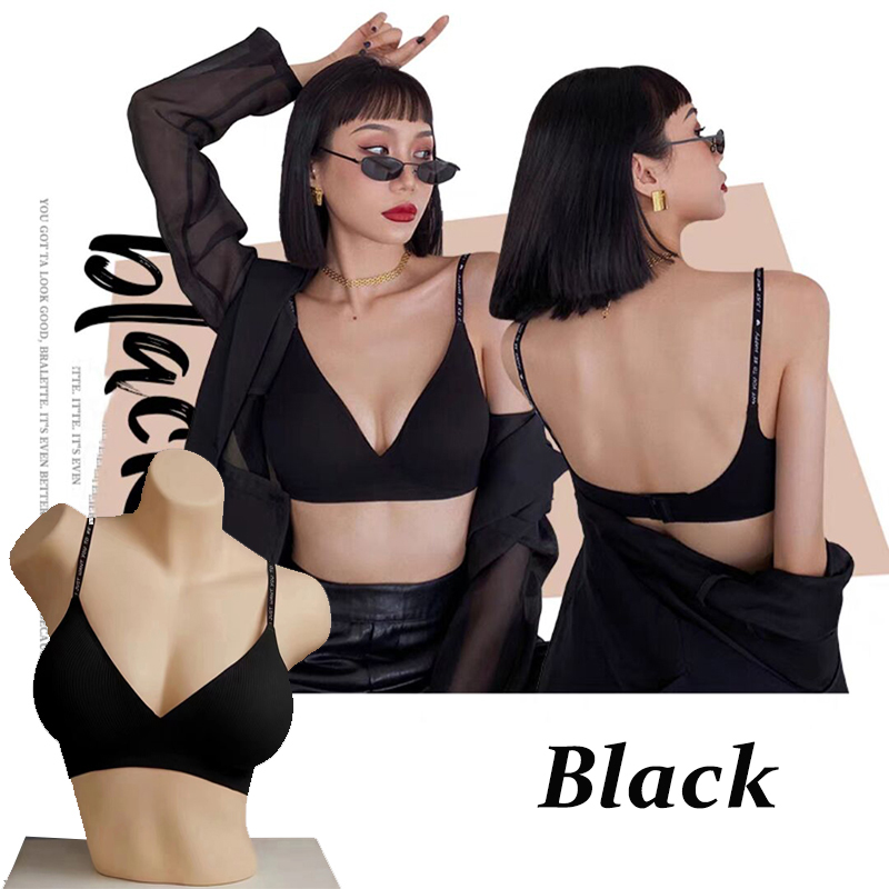 Women Sexy Seamless Bras Deep V Neck Bralette Sexy Lingerie Letter Strap Tops Push Up Underwear Wireless Brassiere