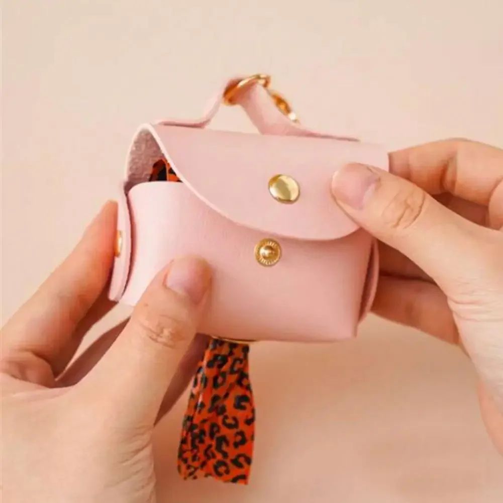 Portable Dog Poop Bag Organizer, Stylish Faux Leather Pet Poop Bag Holder with Dispenser for Dogs
