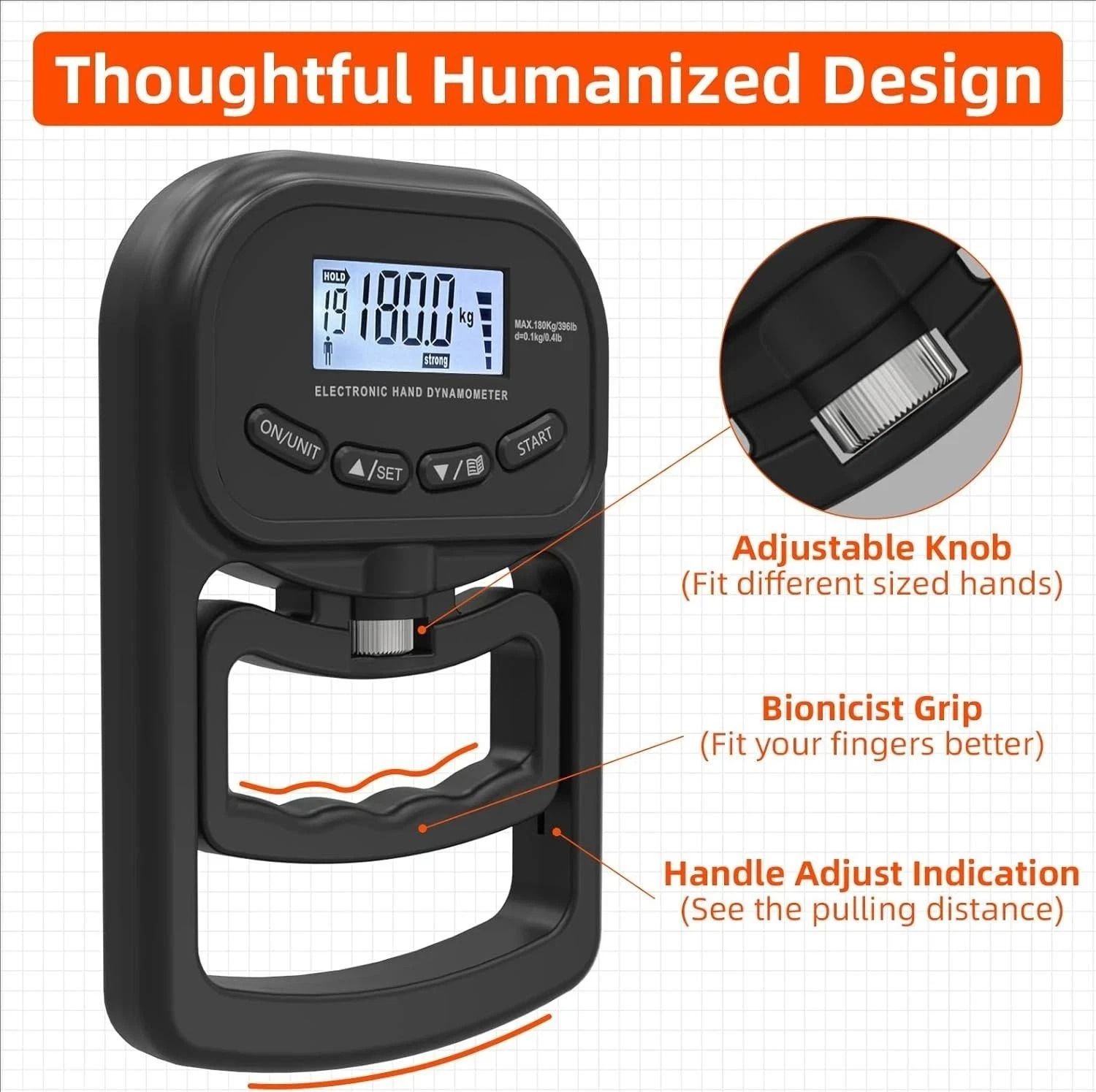 Grip Strength Tester Trainer Dynamometer Handgrip Measurer Meter