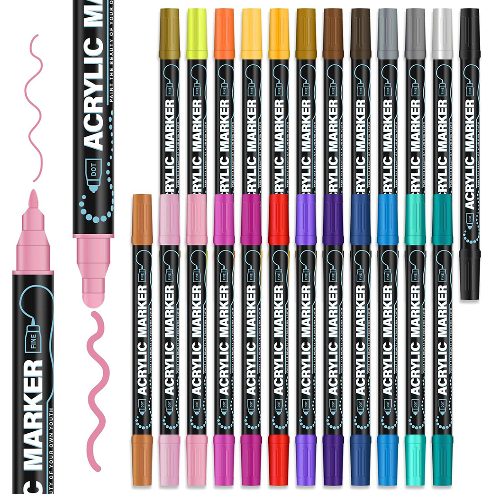 Acrylic Paint Markers Set, Dot Fine Tip Art Markers Pens, Christmas Gifts, DIY Crafts for Kids Adults, Fabric Wood Art