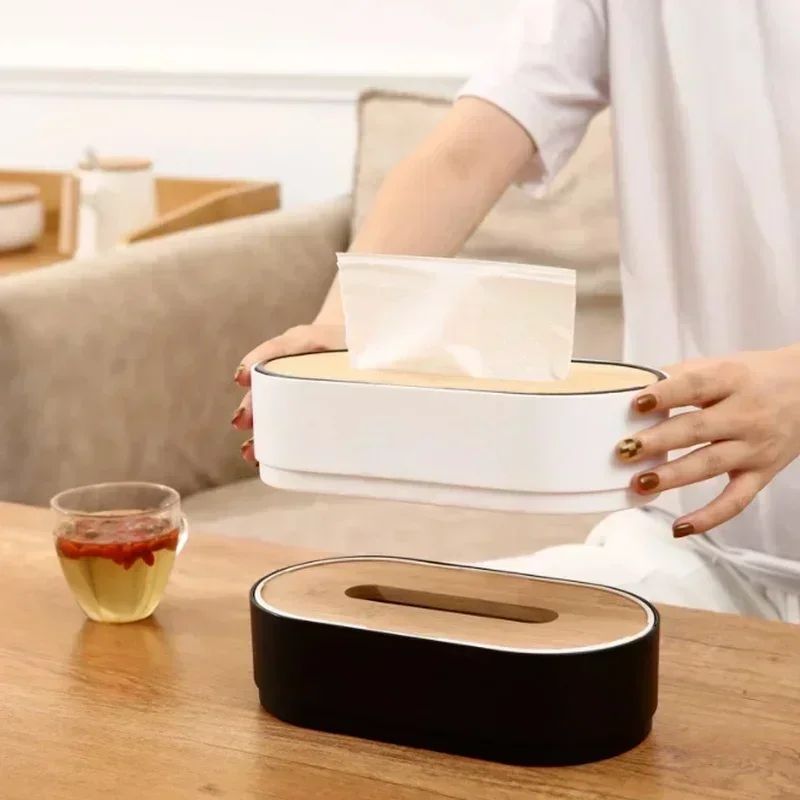 Bamboo Tissue Box Cover Elegant Napkin Holder Tissue Storage Case
