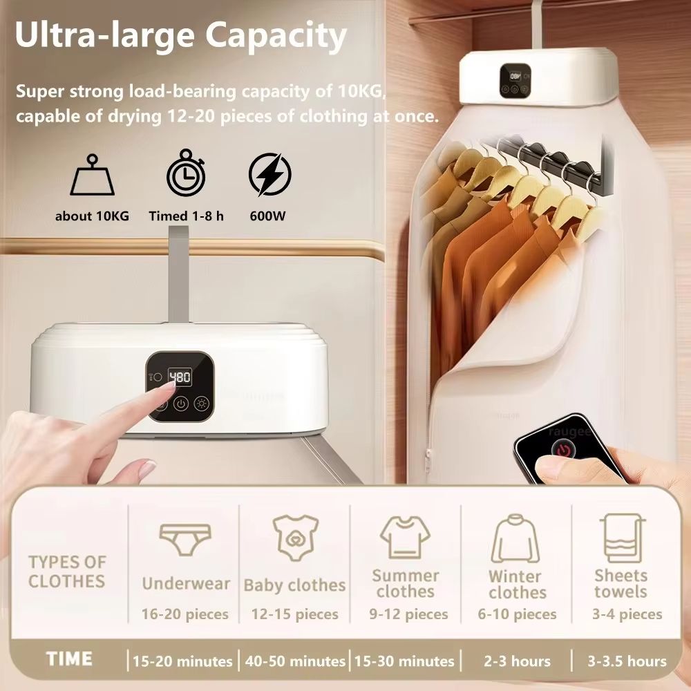 MiniFold Portable Folding Electric Dryer with Timer and Travel Bag