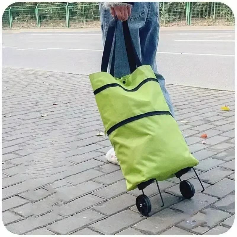 Compact Foldable Shopping Cart with Wheels Lightweight Portable Grocery Trolley